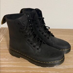 Dr. Martens Black Lace-Up Boots with Yellow Stitching